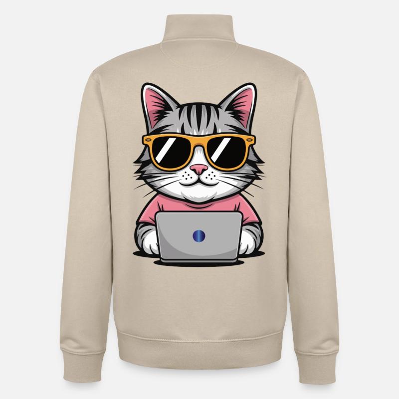 Cats_office - Sweat zippé unisexe en coton bio Stanley/Stella - beige crème