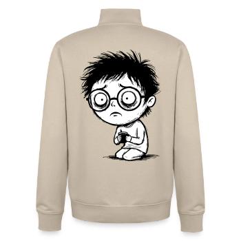 Student Coffee Fatigue Blank Gaze Manga - Unisex Organic Zip Sweatshirt von Stanley/Stella - Cremebeige - Hinten - AI Model Male 185 dark (185cm)
