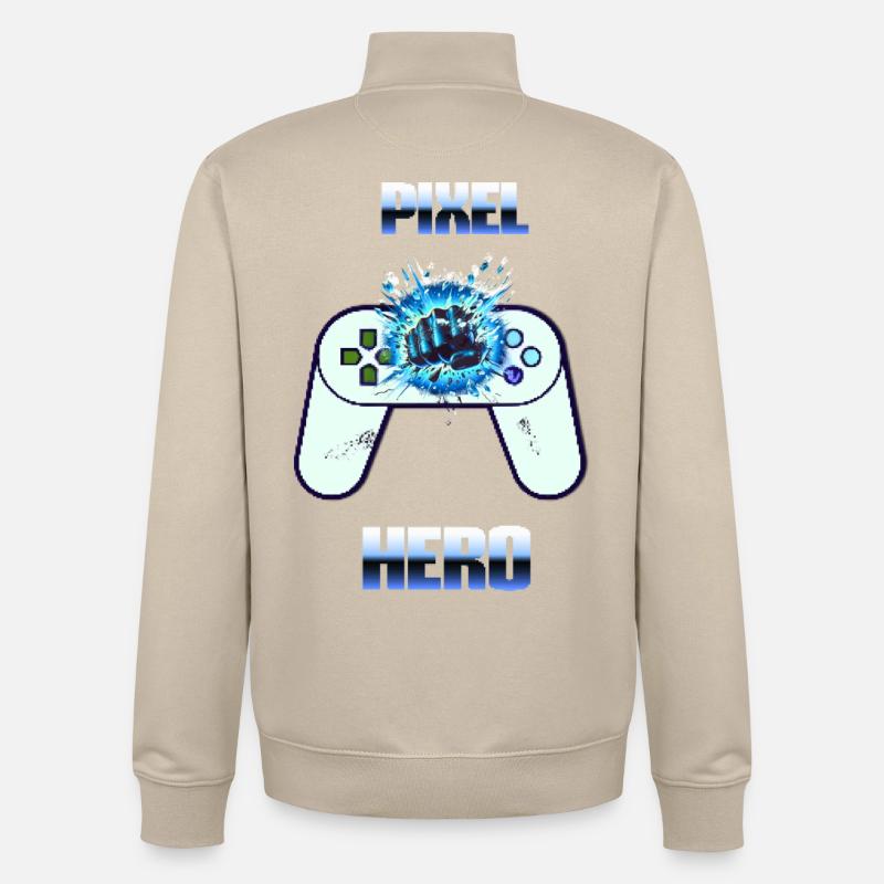 Pixel Hero - Retro Gaming Controller - Unisex Organic Zip Sweatshirt von Stanley/Stella - Cremebeige