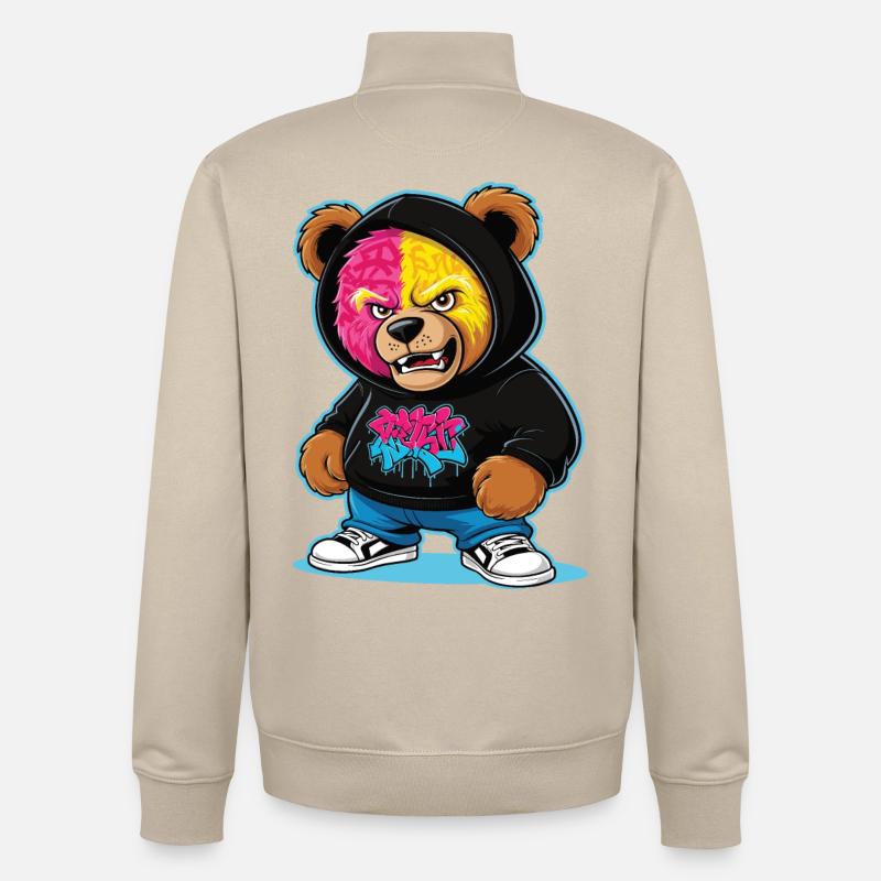 Grumpy Bear - Unisex Organic Zip Sweatshirt by Stanley/Stella - desert dust