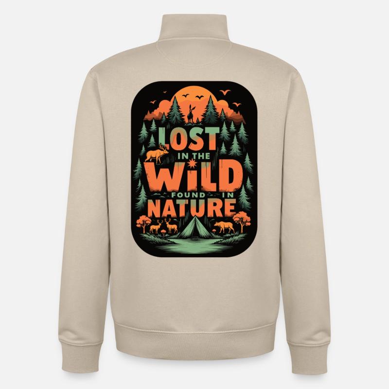 Camping dans la nature sauvage - Sweat zippé unisexe en coton bio Stanley/Stella - beige crème