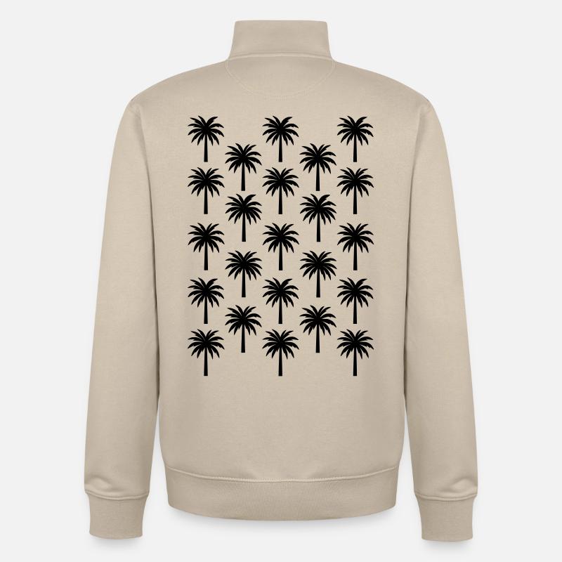 Palm Tree Pattern Black Palm Tree - Unisex Organic Zip Sweatshirt by Stanley/Stella - desert dust