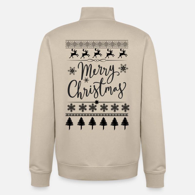 Joyeux Noël Scripté - Sweat zippé unisexe en coton bio Stanley/Stella - beige crème
