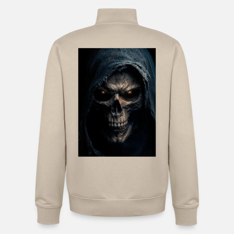 Schädel mit Kapuze Sensenmann - Unisex Organic Zip Sweatshirt von Stanley/Stella - Cremebeige