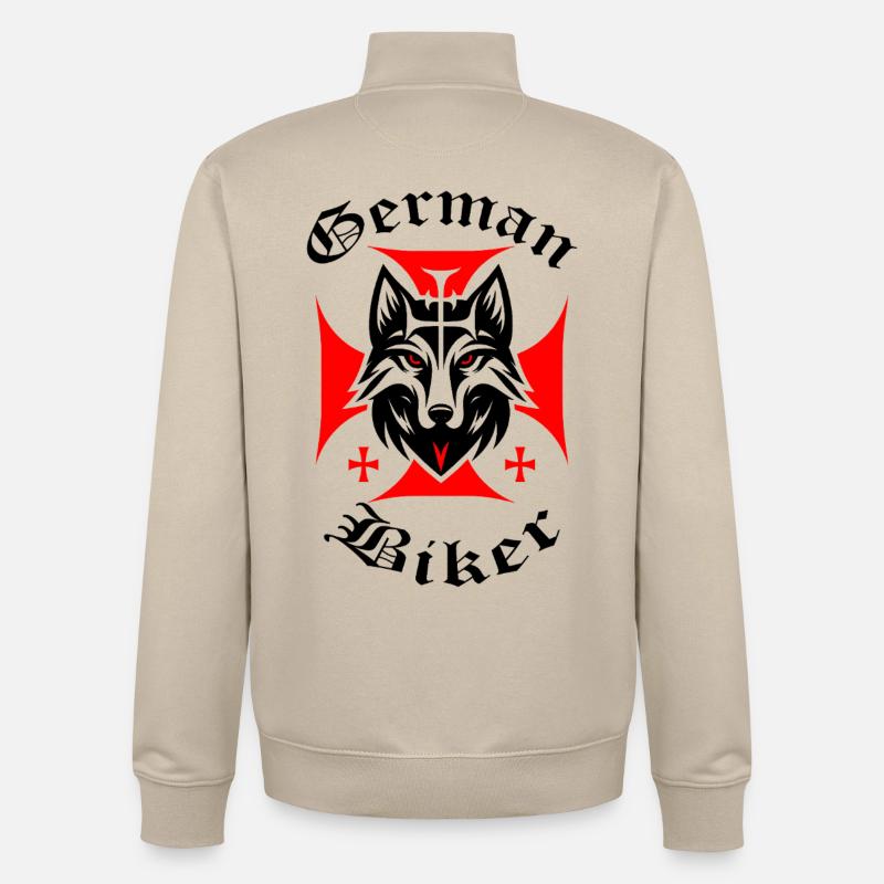 Roter Wolf - German Biker - Unisex Organic Zip Sweatshirt von Stanley/Stella - Cremebeige