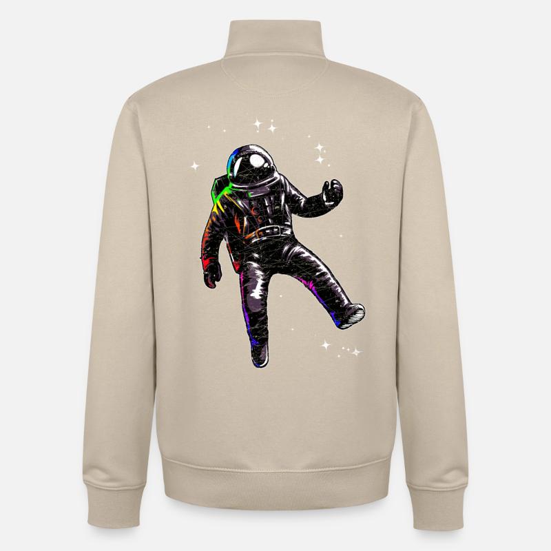 L'astronaute flotte dans l'espace - Sweat zippé unisexe en coton bio Stanley/Stella - beige crème