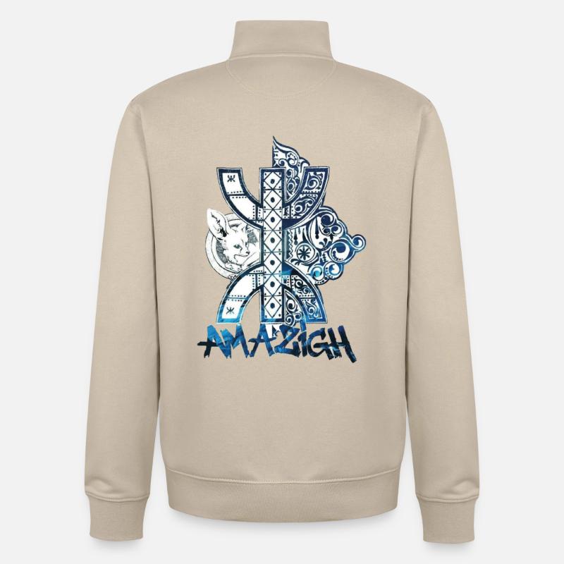 Amazigh - Sweat zippé unisexe en coton bio Stanley/Stella - beige crème