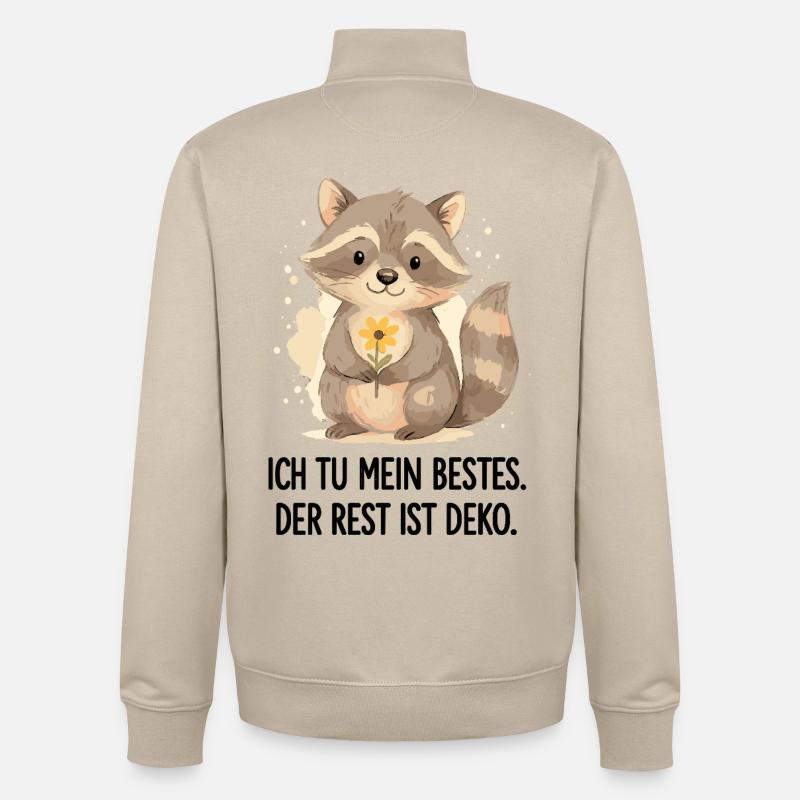 Raton laveur avec fleur – Doux - Sweat zippé unisexe en coton bio Stanley/Stella - beige crème