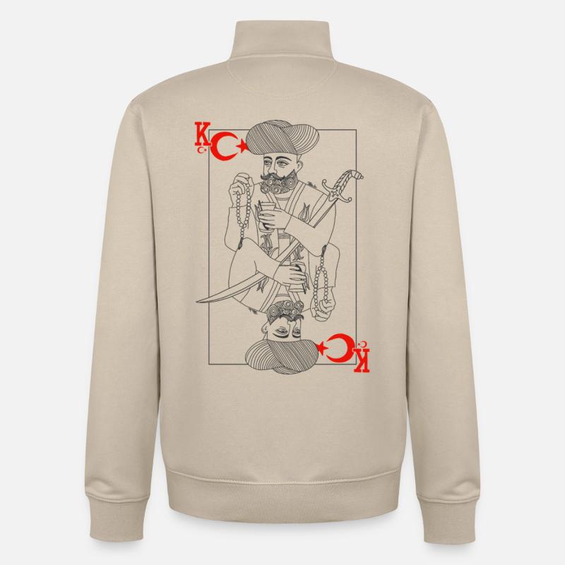 Tarot Roi d’Épée Turkiye Minmaliste - Sweat zippé unisexe en coton bio Stanley/Stella - beige crème