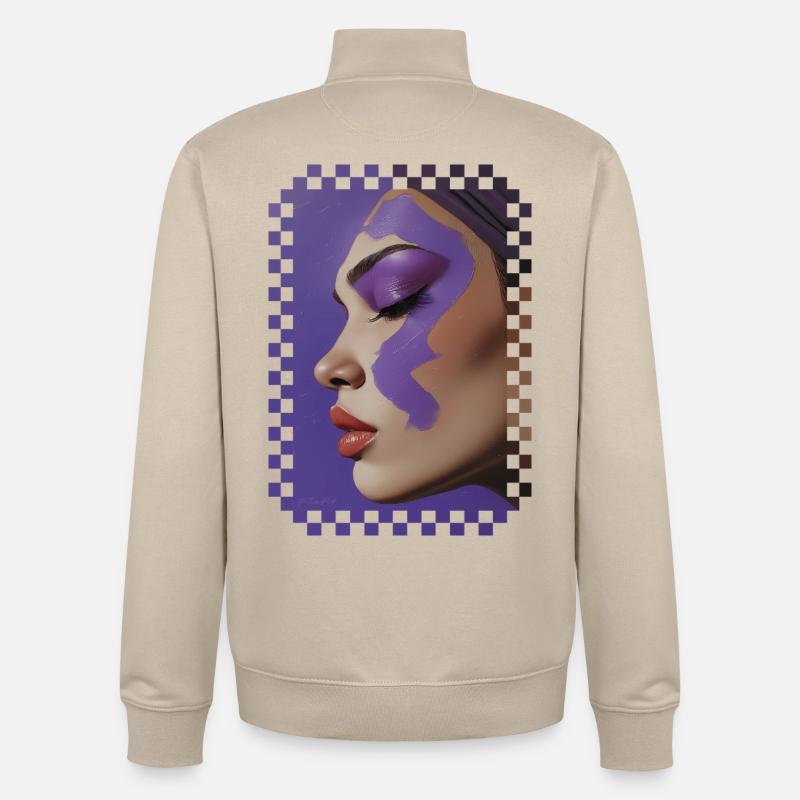 Reflets de Violette – huile sur toile - Sweat zippé unisexe en coton bio Stanley/Stella - beige crème