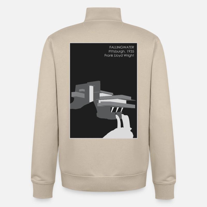 Architecture moderne : Fallingwater - Sweat zippé unisexe en coton bio Stanley/Stella - beige crème