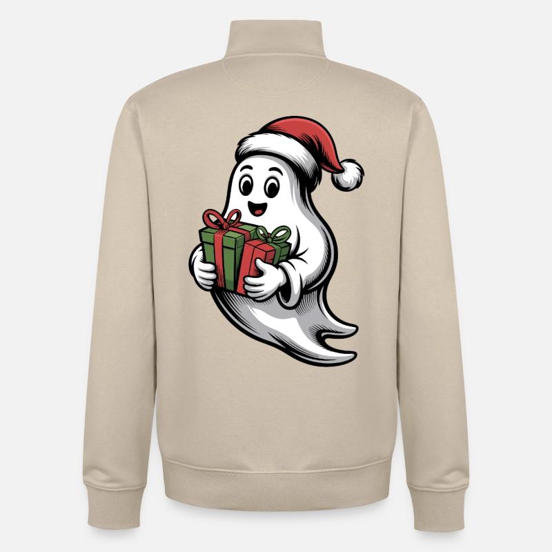 Weihnachtsgeist mit Geschenk - Sweat zippé unisexe en coton bio Stanley/Stella - beige crème