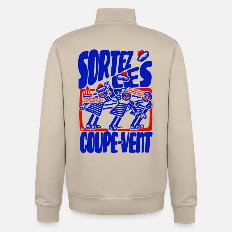 Sortez les coupe vent rétro bleu blanc rouge - Sweat zippé unisexe en coton bio Stanley/Stella - beige crème