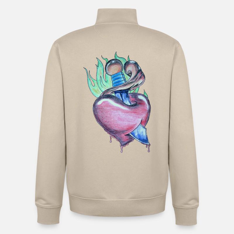 Loderndes Herz - Unisex Organic Zip Sweatshirt von Stanley/Stella - Cremebeige