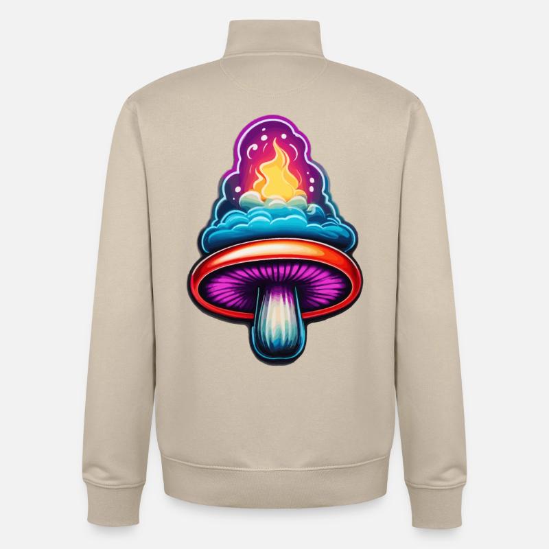 Champignon de feu - Sweat zippé unisexe en coton bio Stanley/Stella - beige crème