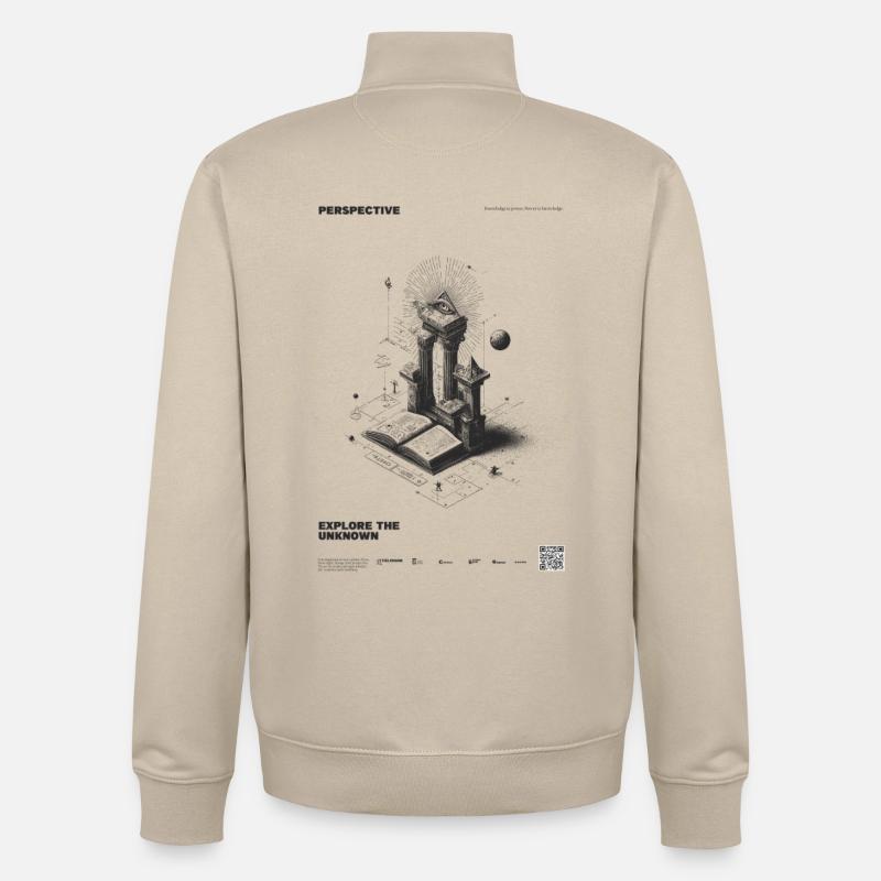 Perspective de l’espace-temps - Sweat zippé unisexe en coton bio Stanley/Stella - beige crème