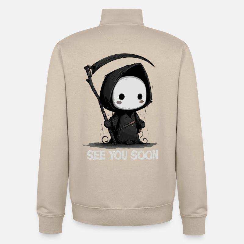 Mignon Grim Reaper à bientôt - Sweat zippé unisexe en coton bio Stanley/Stella - beige crème