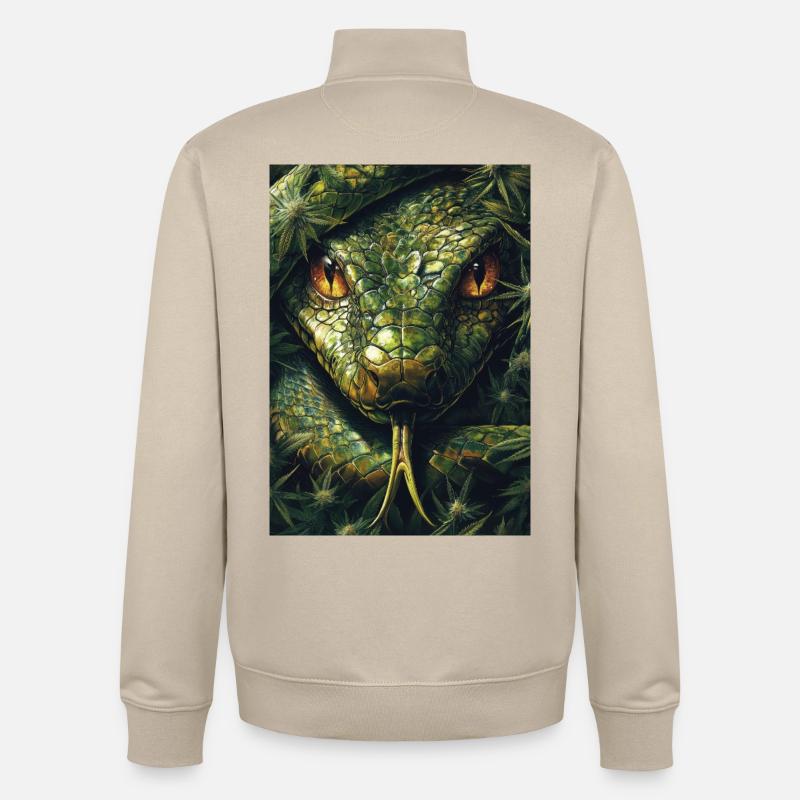 Schlangenauge mit Blattmuster - Unisex Organic Zip Sweatshirt von Stanley/Stella - Cremebeige