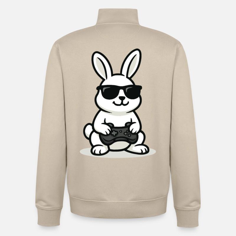 Lapin de jeu cool - Sweat zippé unisexe en coton bio Stanley/Stella - beige crème