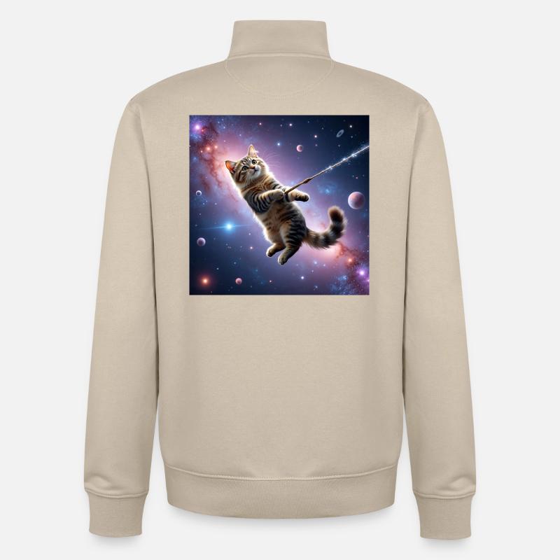 Chat dans l’espace - Sweat zippé unisexe en coton bio Stanley/Stella - beige crème