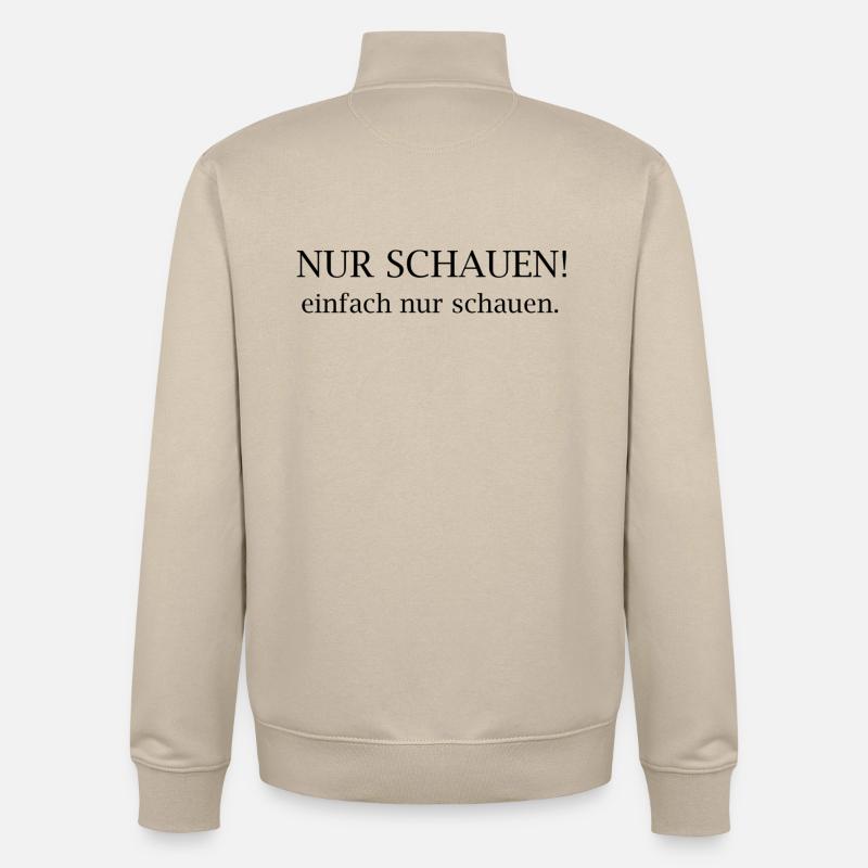 Regarde juste ! Déclaration typographique - Sweat zippé unisexe en coton bio Stanley/Stella - beige crème