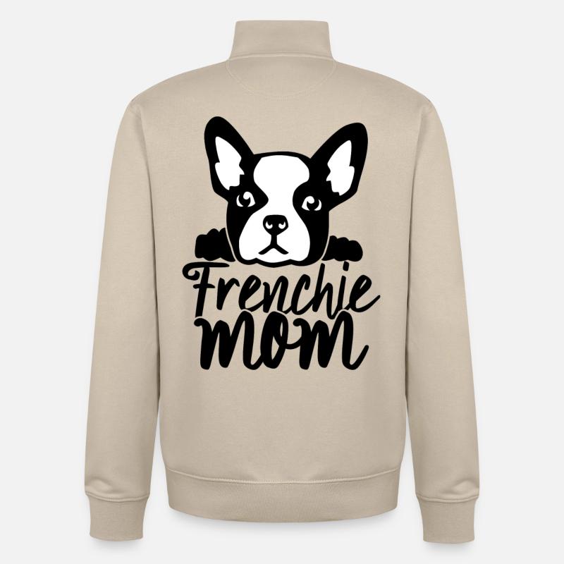 Frenchie maman de bouledogue français - Sweat zippé unisexe en coton bio Stanley/Stella - beige crème