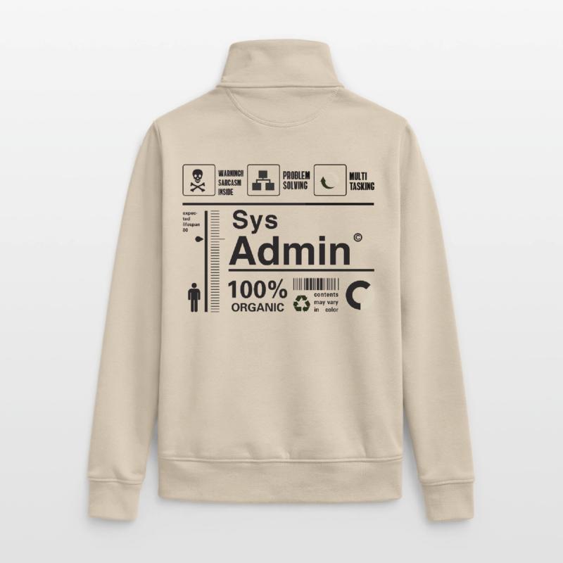 Sys Admin Penguin Computer Nerd pc Board cpu ner Unisex Organic Zip Sweatshirt by Stanley/Stella