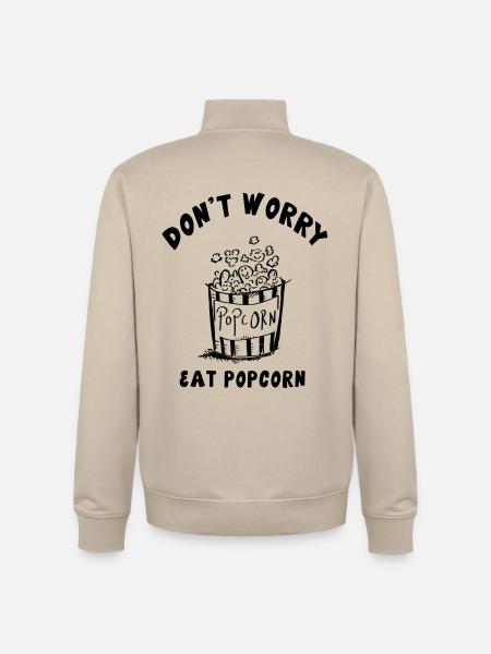 Bare rolig spiser popcorn - Stanley/Stella unisex sweatshirt med lynlås i økologisk - cremebeige