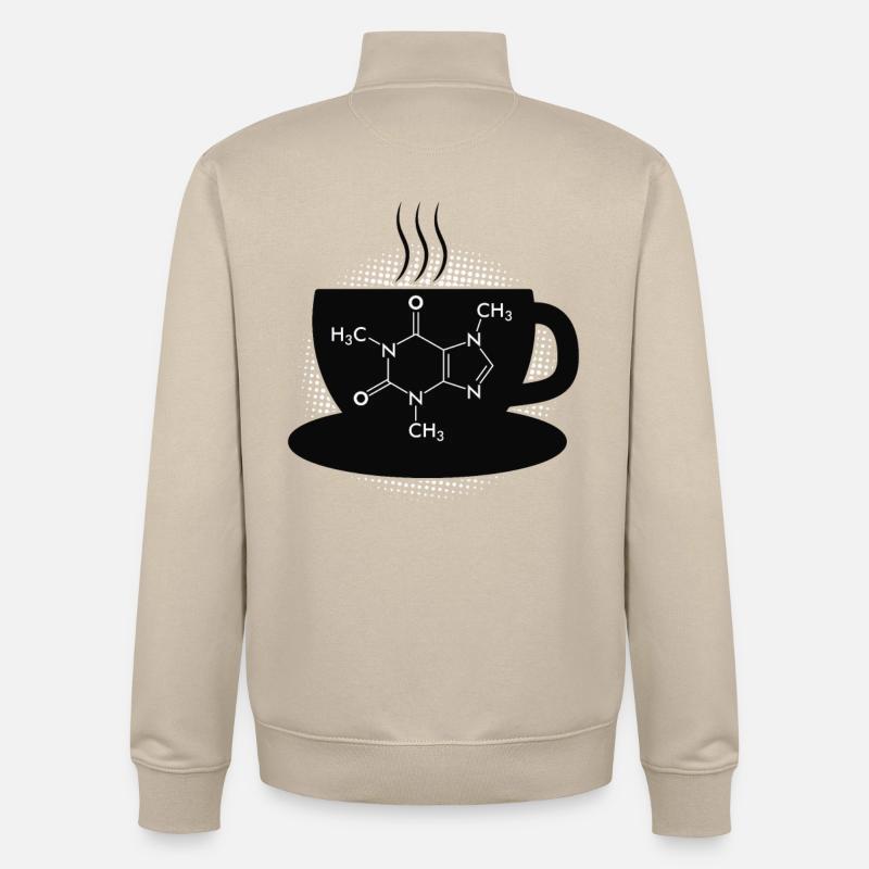 Café Caffeine Molecule - Sweat zippé unisexe en coton bio Stanley/Stella - beige crème