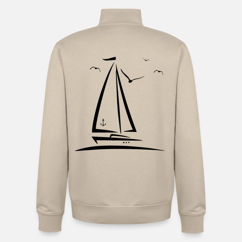 Navigation de plaisance - conception - Sweat zippé unisexe en coton bio Stanley/Stella - beige crème