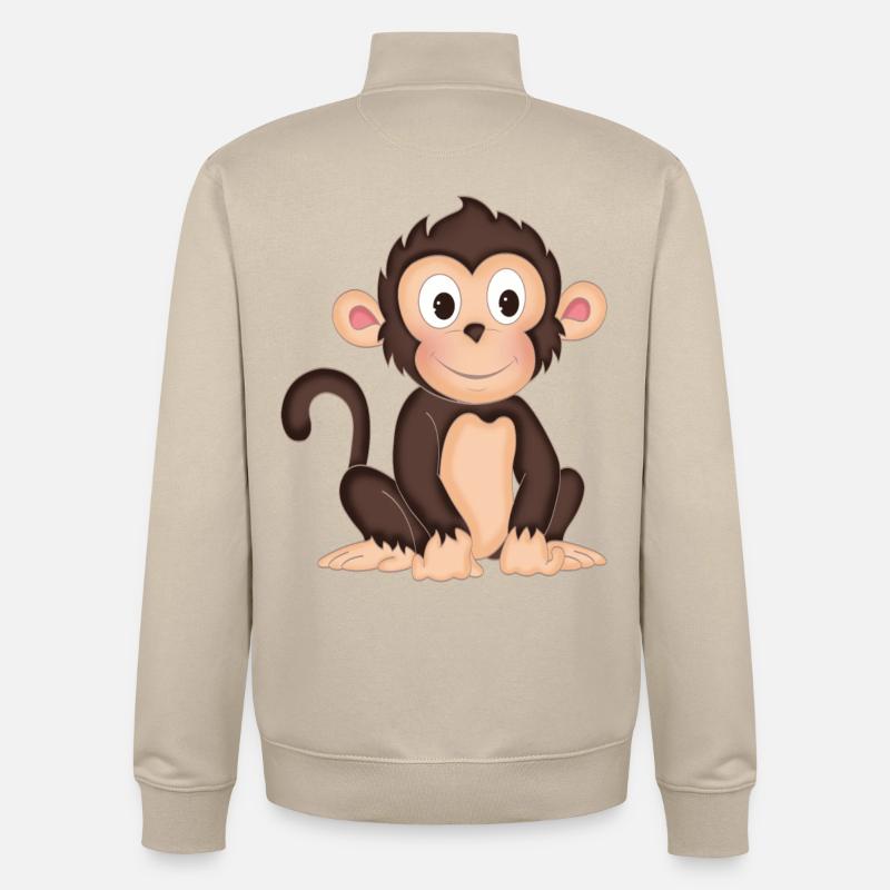 Monkey - cute monkey - design - Unisex Organic Zip Sweatshirt by Stanley/Stella - desert dust