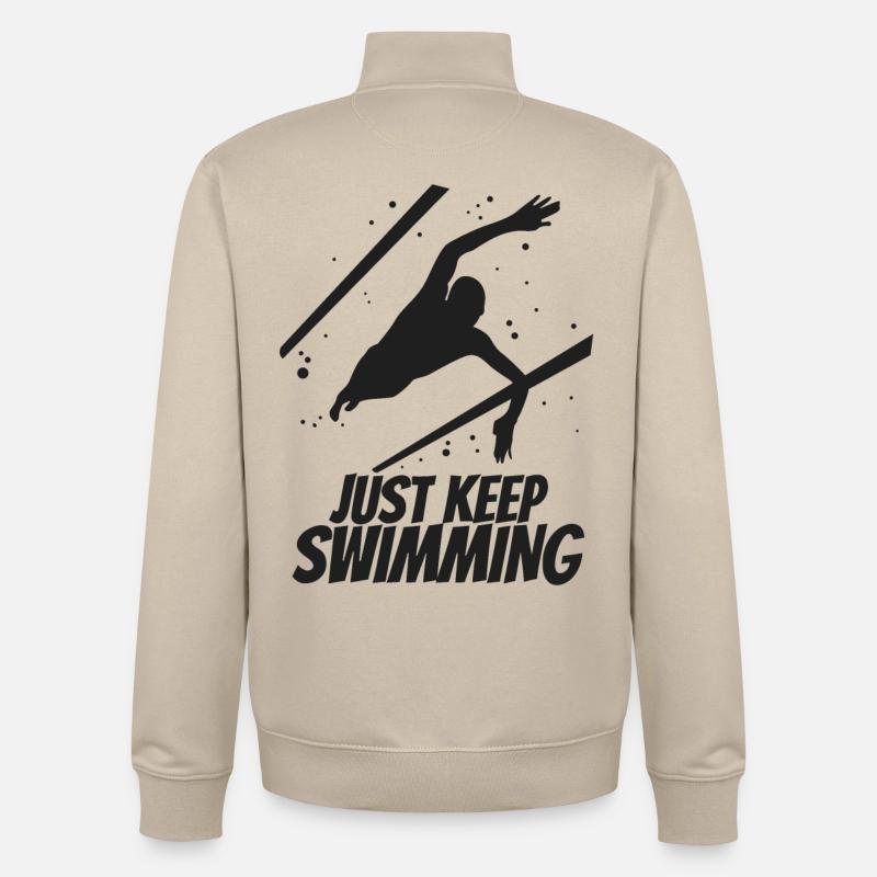 Continuez à nager - Sweat zippé unisexe en coton bio Stanley/Stella - beige crème