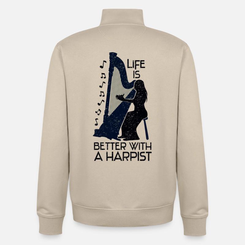 Harpe - design - Sweat zippé unisexe en coton bio Stanley/Stella - beige crème