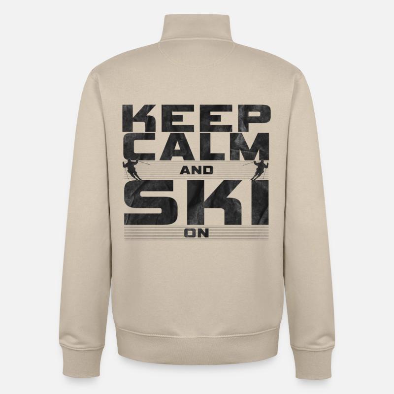 Keep Calm and Ski on - Unisex Organic Zip Sweatshirt von Stanley/Stella - Cremebeige