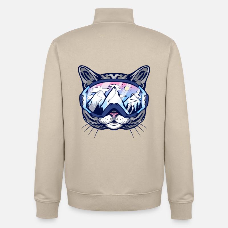 Lunettes de ski Cat - Sweat zippé unisexe en coton bio Stanley/Stella - beige crème