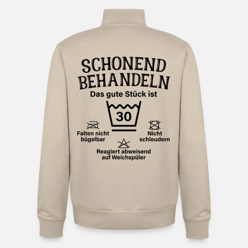 Schonend Behandeln Dreißig Geschenk 30. Geburtstag - Unisex Organic Zip Sweatshirt von Stanley/Stella - Cremebeige