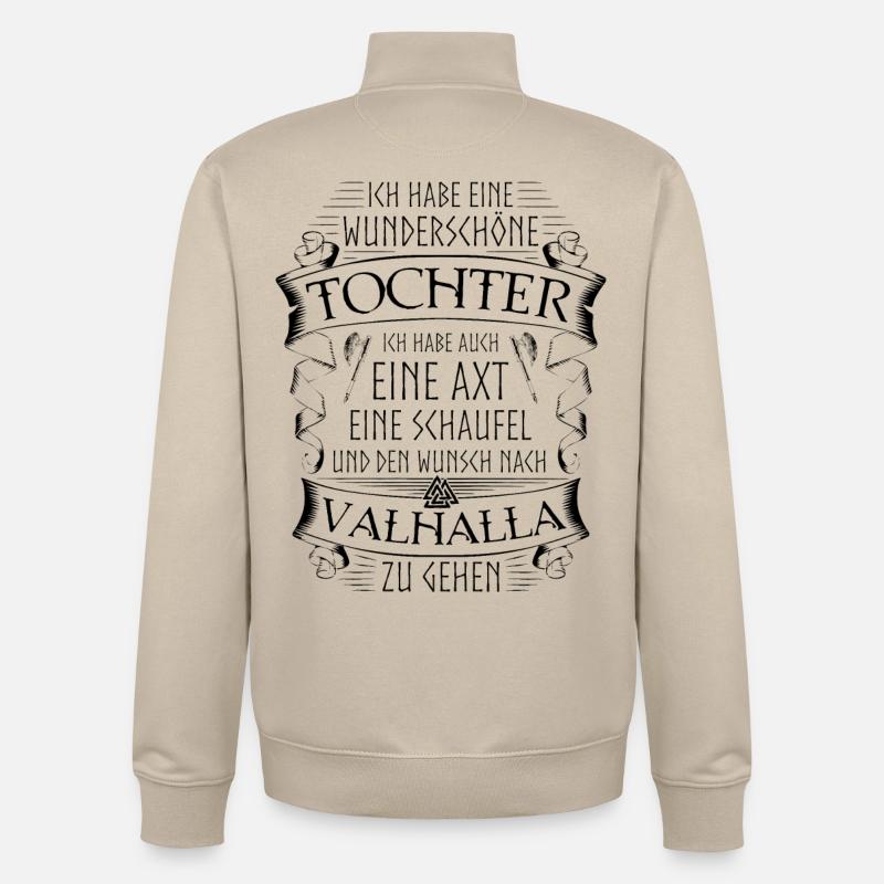 Vater Tochter Wikinger Spruch Valknut Valhalla - Unisex Organic Zip Sweatshirt von Stanley/Stella - Cremebeige