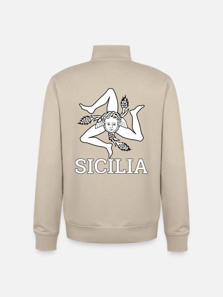 "Sicilian Flag" - Sicily, Sicilia - Unisex Organic Zip Sweatshirt by Stanley/Stella - desert dust