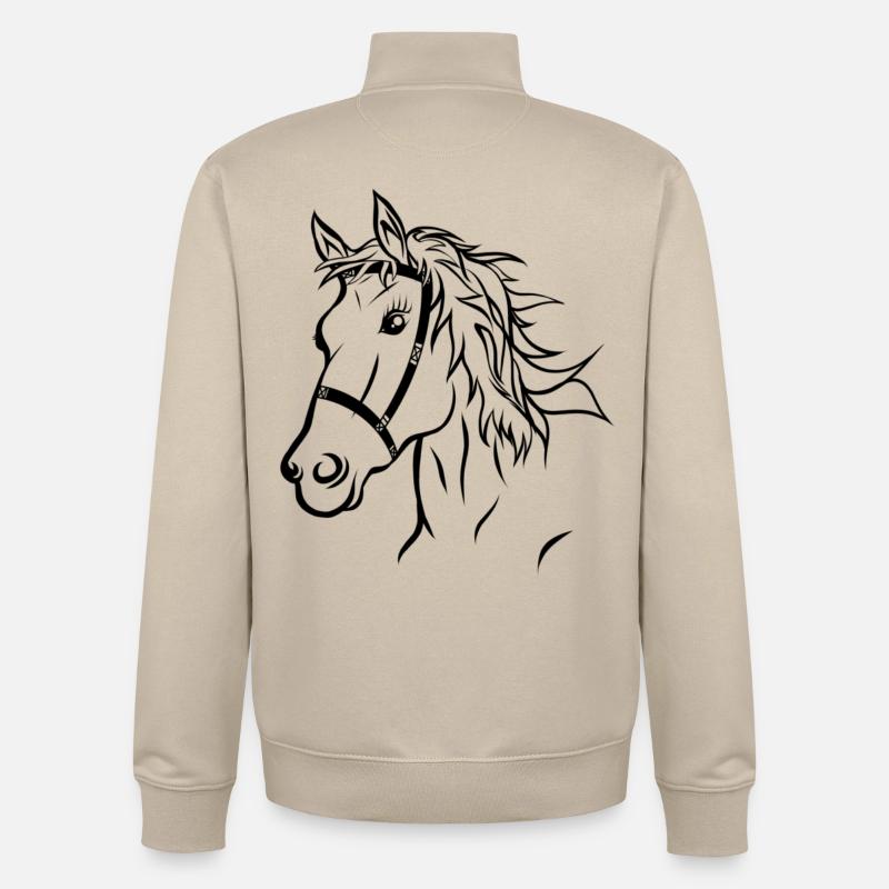 Pferdekopf Pferd Reiten Geschenk - Unisex Organic Zip Sweatshirt von Stanley/Stella - Cremebeige