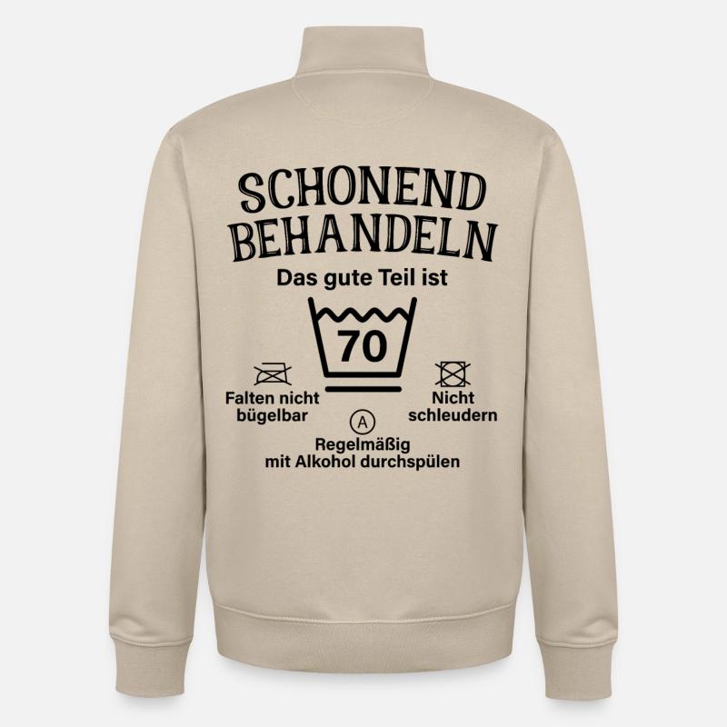 Schonend Behandeln Männer Geschenk 70. Geburtstag - Unisex Organic Zip Sweatshirt von Stanley/Stella - Cremebeige