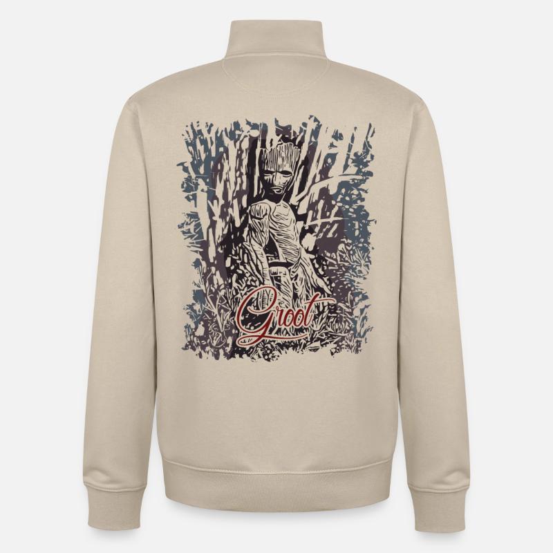 Wurzelmännlein Groot - Sweat zippé unisexe en coton bio Stanley/Stella - beige crème