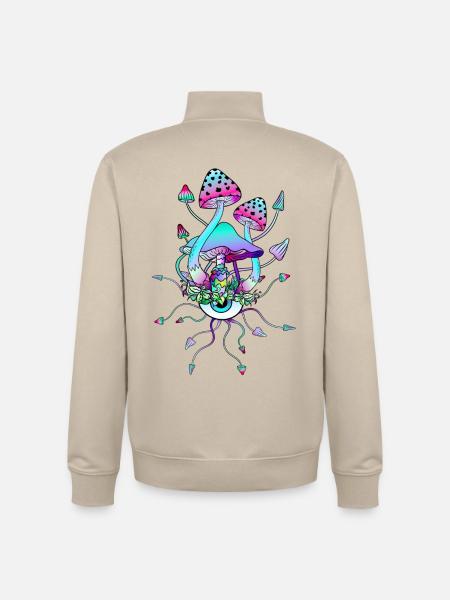 Magic Mushrooms Mushroom Eyes Art - Unisex Organic Zip Sweatshirt by Stanley/Stella - desert dust