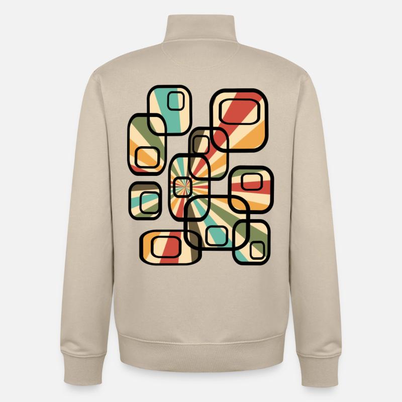 70er Tapetenmuster Quader Retro Muster - Unisex Organic Zip Sweatshirt von Stanley/Stella - Cremebeige