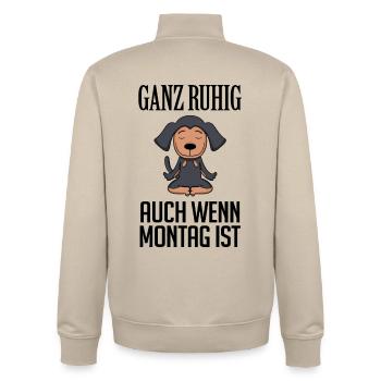 Montag Spruch Yoga - Coonhound - Unisex Organic Zip Sweatshirt von Stanley/Stella - Cremebeige - Hinten - AI Model Male 185 dark (185cm)