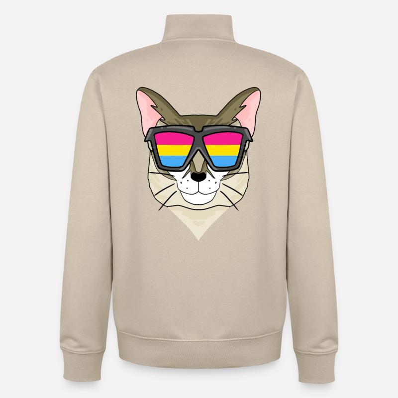 Pansexual Singapura - Chat avec lunettes - Sweat zippé unisexe en coton bio Stanley/Stella - beige crème