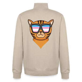 Transgender Transsexual Bengal Cat Cat - Unisex Organic Zip Sweatshirt by Stanley/Stella - desert dust - Back - AI Model Male 185 dark (185cm)
