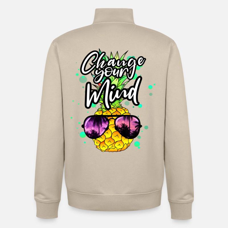 ananas frais Changez d’avis - Sweat zippé unisexe en coton bio Stanley/Stella - beige crème