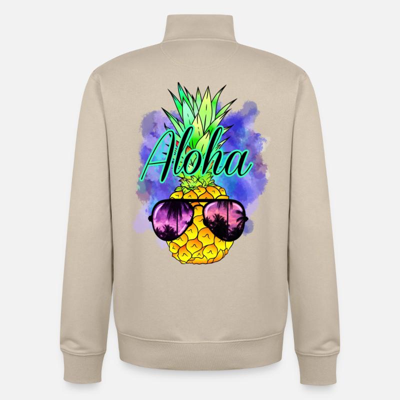 Aloha Ananas - Sweat zippé unisexe en coton bio Stanley/Stella - beige crème