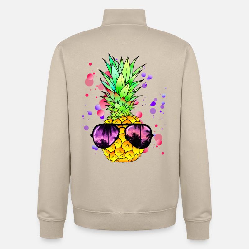 Bunte Ananas Kunst - Unisex Organic Zip Sweatshirt von Stanley/Stella - Cremebeige