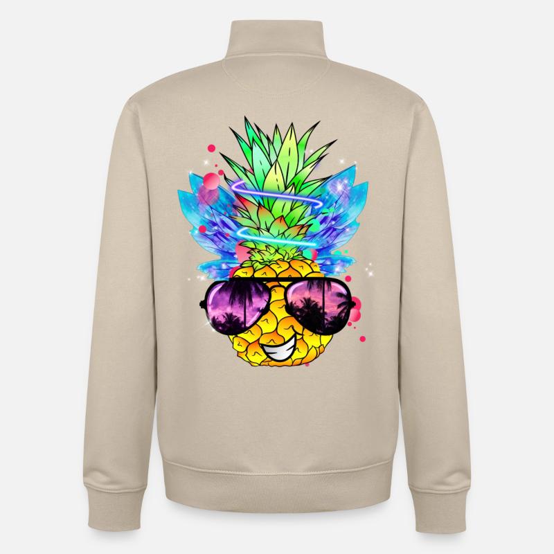 Art de l’ananas - Sweat zippé unisexe en coton bio Stanley/Stella - beige crème